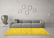 Machine Washable Abstract Yellow Contemporary Rug in a Living Room, wshcon480yw