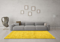 Machine Washable Abstract Yellow Contemporary Rug, wshcon480yw