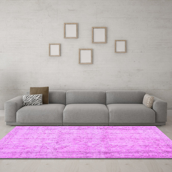 Machine Washable Abstract Purple Contemporary Area Rugs in a Living Room, wshcon480pur