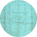 Round Machine Washable Abstract Light Blue Contemporary Rug, wshcon480lblu