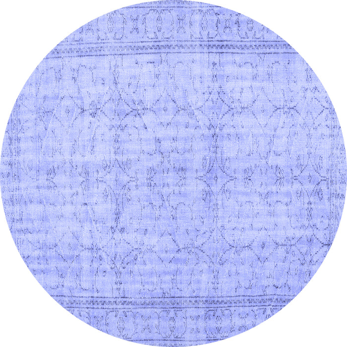 Round Abstract Blue Contemporary Rug, con480blu