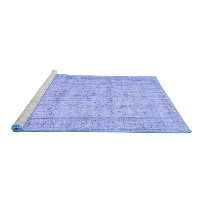 Sideview of Machine Washable Abstract Blue Contemporary Rug, wshcon480blu