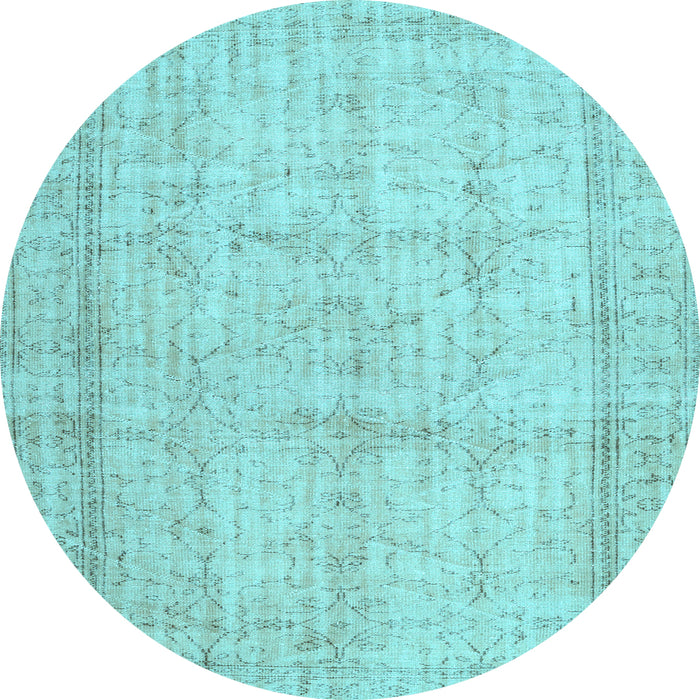 Round Abstract Light Blue Contemporary Rug, con480lblu
