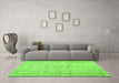 Machine Washable Abstract Green Contemporary Area Rugs in a Living Room,, wshcon480grn