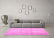 Machine Washable Abstract Pink Contemporary Rug in a Living Room, wshcon480pnk