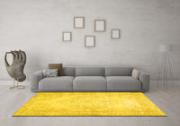 Machine Washable Abstract Yellow Contemporary Rug, wshcon481yw