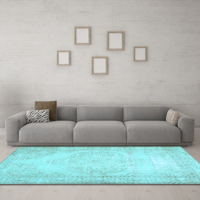 Machine Washable Abstract Light Blue Contemporary Rug in a Living Room, wshcon481lblu