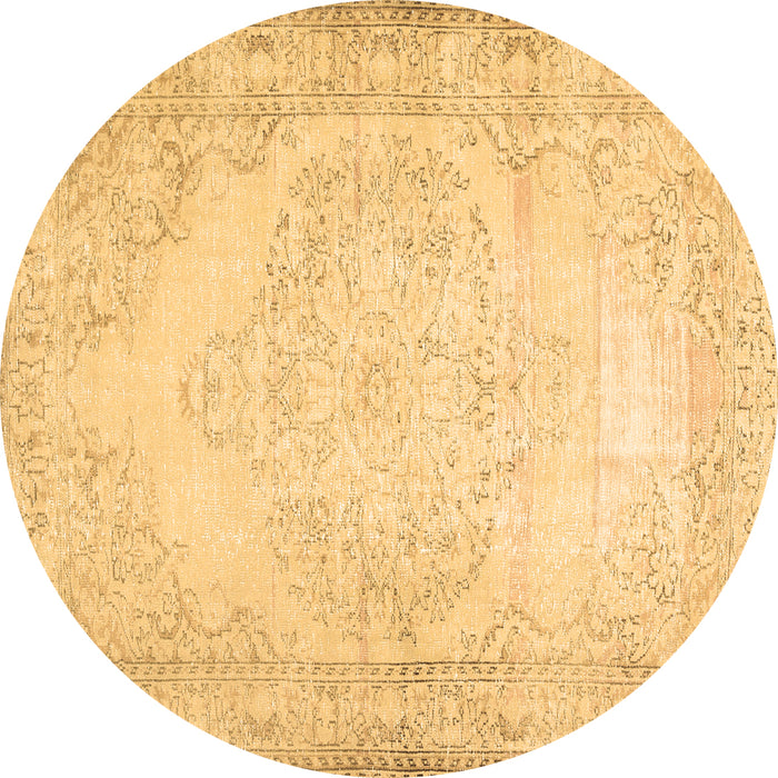 Round Machine Washable Abstract Brown Contemporary Rug, wshcon481brn