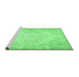 Sideview of Machine Washable Abstract Emerald Green Contemporary Area Rugs, wshcon481emgrn