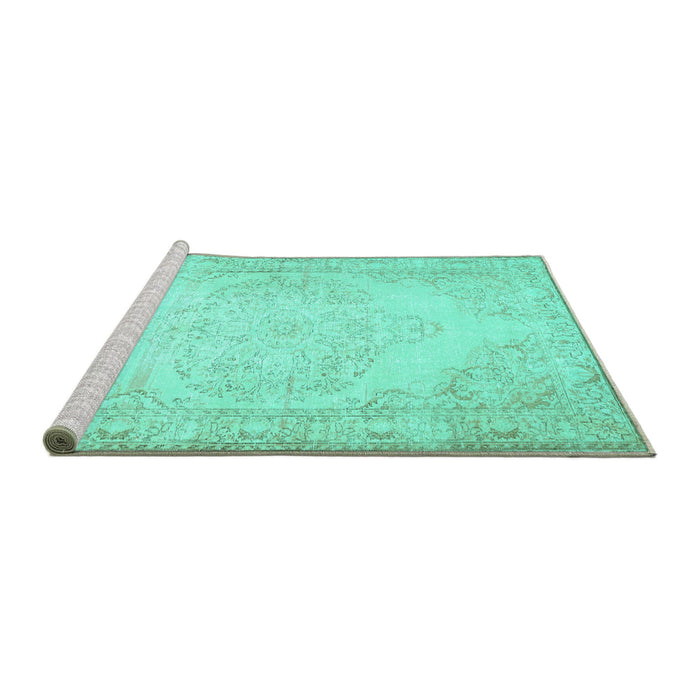 Sideview of Machine Washable Abstract Turquoise Contemporary Area Rugs, wshcon481turq