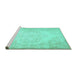 Sideview of Machine Washable Abstract Turquoise Contemporary Area Rugs, wshcon481turq