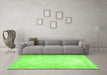 Machine Washable Abstract Green Contemporary Area Rugs in a Living Room,, wshcon481grn