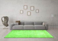 Machine Washable Abstract Green Contemporary Rug, wshcon481grn