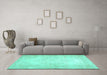 Machine Washable Abstract Turquoise Contemporary Area Rugs in a Living Room,, wshcon481turq