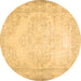 Round Abstract Brown Contemporary Rug, con481brn