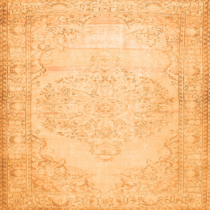 Round Machine Washable Abstract Orange Contemporary Area Rugs, wshcon481org