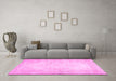 Machine Washable Abstract Pink Contemporary Rug in a Living Room, wshcon481pnk