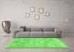 Machine Washable Abstract Green Contemporary Area Rugs in a Living Room,, wshcon482grn