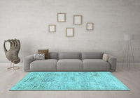 Machine Washable Abstract Light Blue Contemporary Rug, wshcon482lblu