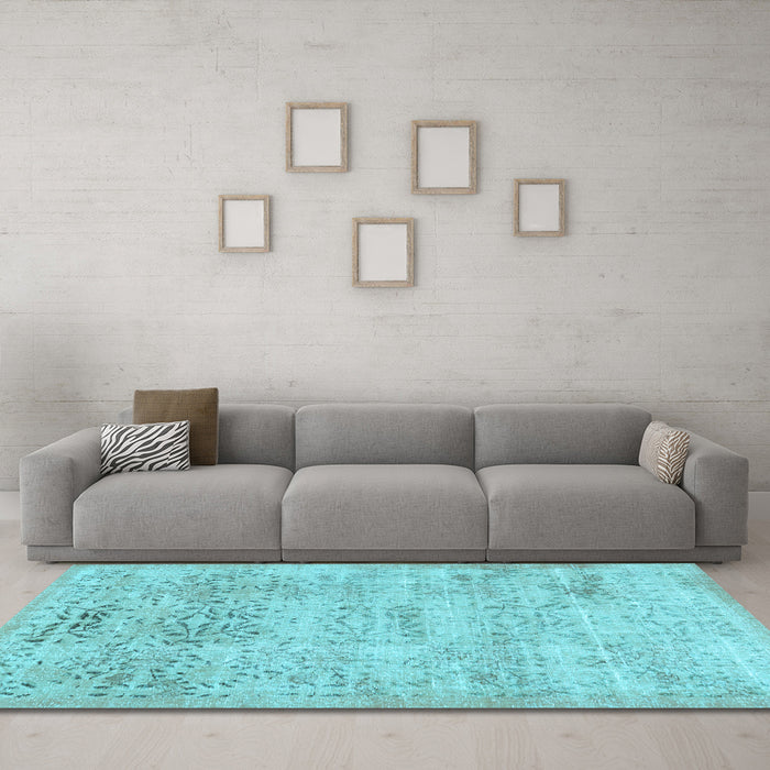 Machine Washable Abstract Light Blue Contemporary Rug in a Living Room, wshcon482lblu