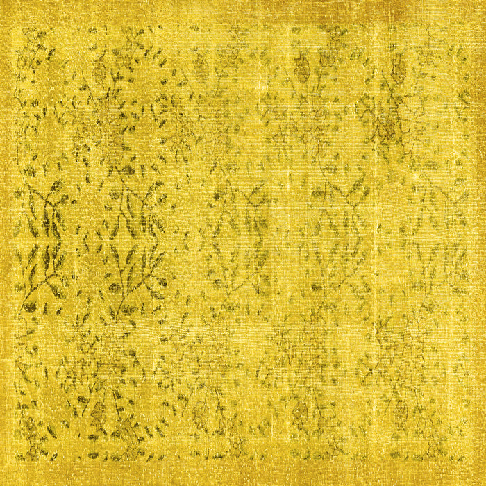 Square Abstract Yellow Contemporary Rug, con482yw