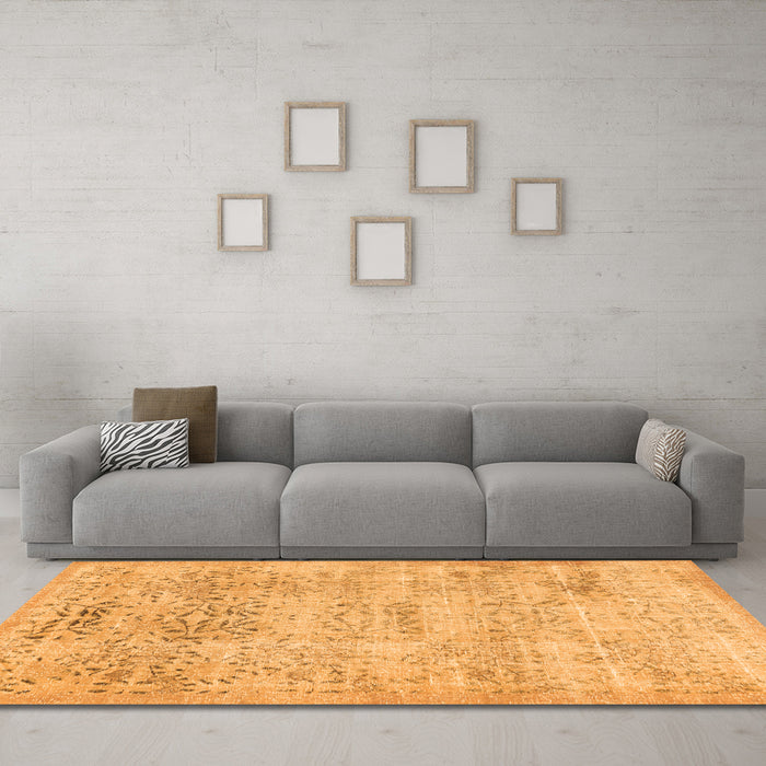 Machine Washable Abstract Orange Contemporary Area Rugs in a Living Room, wshcon482org
