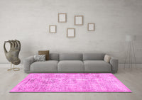 Machine Washable Abstract Pink Contemporary Rug, wshcon482pnk