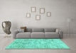 Machine Washable Abstract Turquoise Contemporary Area Rugs in a Living Room,, wshcon482turq