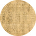 Round Abstract Brown Contemporary Rug, con482brn