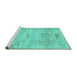 Sideview of Machine Washable Abstract Turquoise Contemporary Area Rugs, wshcon482turq