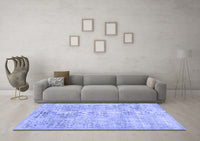 Machine Washable Abstract Blue Contemporary Rug, wshcon482blu