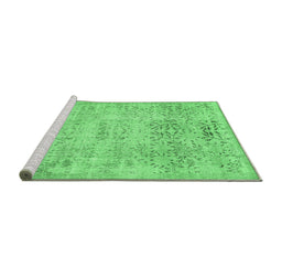 Sideview of Machine Washable Abstract Emerald Green Contemporary Area Rugs, wshcon482emgrn