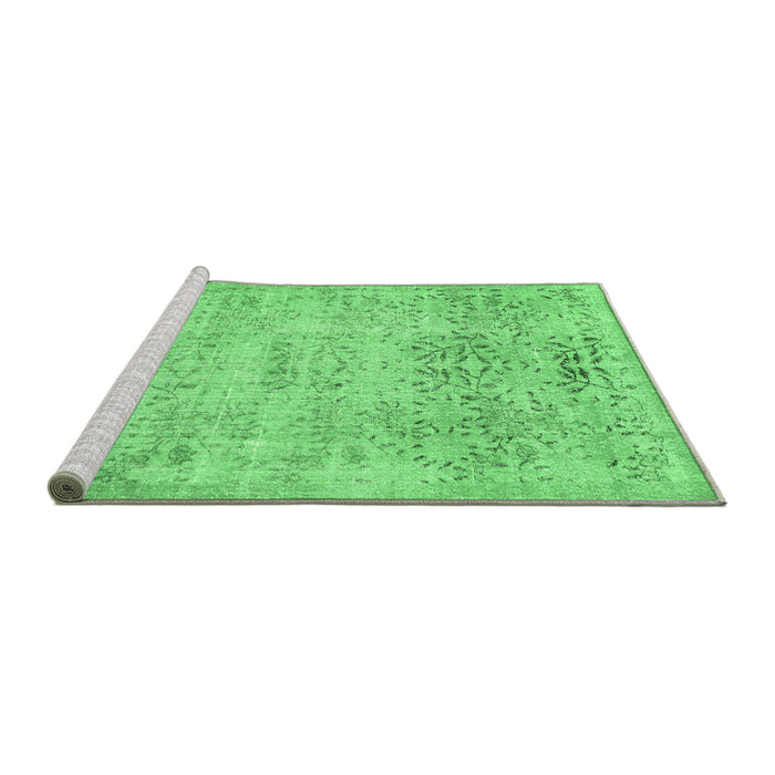 Sideview of Machine Washable Abstract Emerald Green Contemporary Area Rugs, wshcon482emgrn