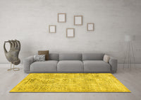 Machine Washable Abstract Yellow Contemporary Rug, wshcon482yw