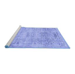 Sideview of Machine Washable Abstract Blue Contemporary Rug, wshcon482blu