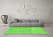 Machine Washable Abstract Green Contemporary Area Rugs in a Living Room,, wshcon483grn