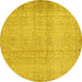 Round Abstract Yellow Contemporary Rug, con483yw