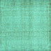 Square Machine Washable Abstract Turquoise Contemporary Area Rugs, wshcon483turq