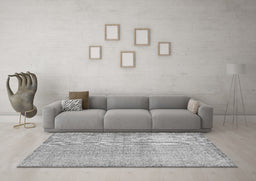 Machine Washable Abstract Gray Contemporary Rug in a Living Room,, wshcon483gry