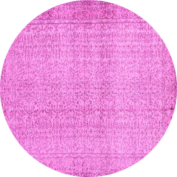 Round Machine Washable Abstract Pink Contemporary Rug, wshcon483pnk