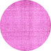 Round Machine Washable Abstract Pink Contemporary Rug, wshcon483pnk