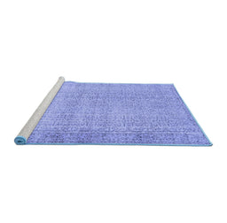 Sideview of Machine Washable Abstract Blue Contemporary Rug, wshcon483blu