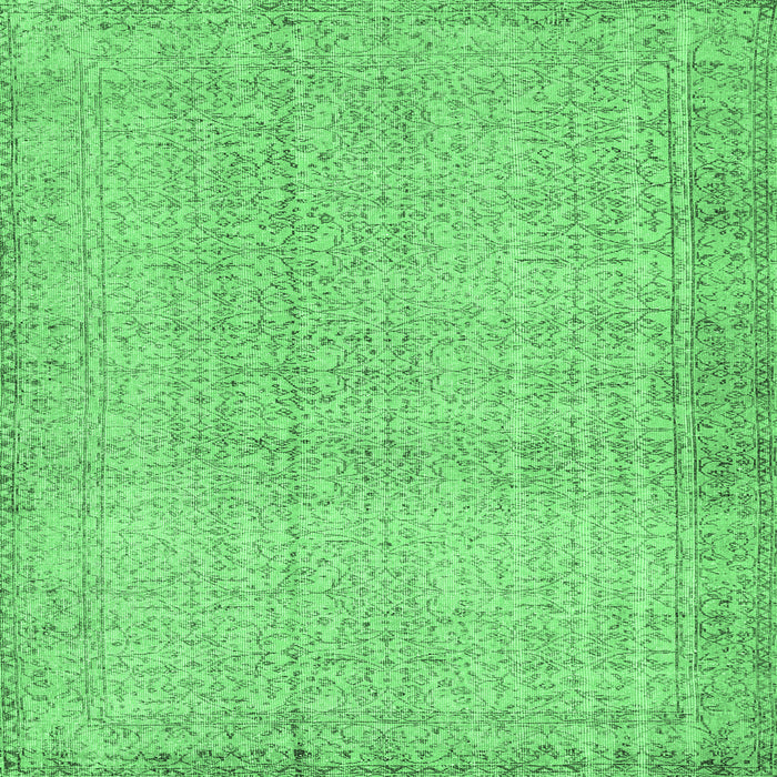 Square Machine Washable Abstract Emerald Green Contemporary Area Rugs, wshcon483emgrn