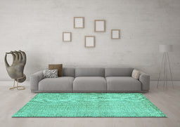 Machine Washable Abstract Turquoise Contemporary Area Rugs in a Living Room,, wshcon483turq
