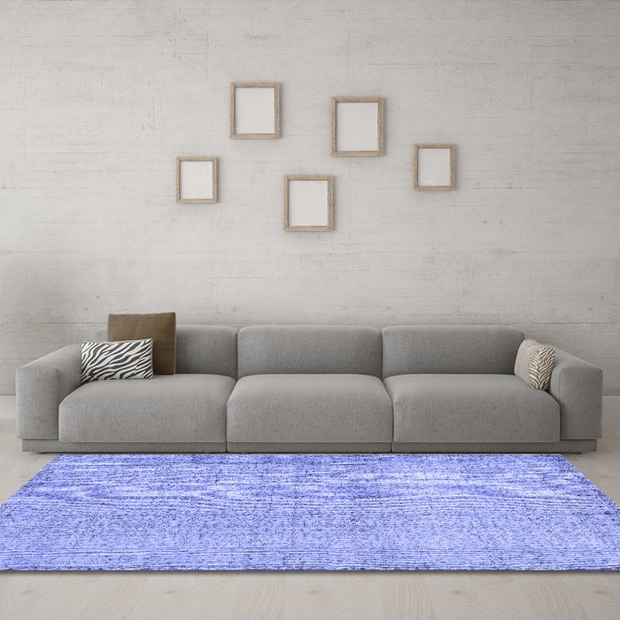 Machine Washable Abstract Blue Contemporary Rug in a Living Room, wshcon483blu