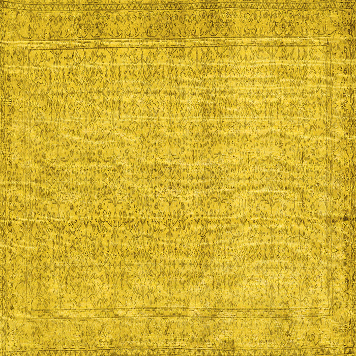 Square Abstract Yellow Contemporary Rug, con483yw