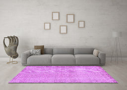 Machine Washable Abstract Purple Contemporary Area Rugs in a Living Room, wshcon483pur