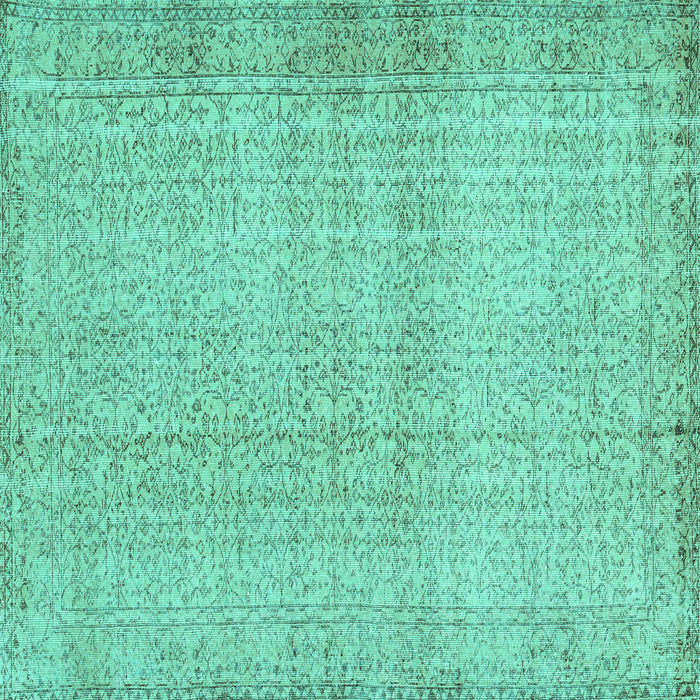 Square Abstract Turquoise Contemporary Rug, con483turq