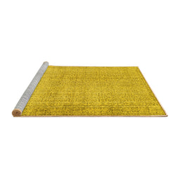 Sideview of Machine Washable Abstract Yellow Contemporary Rug, wshcon483yw