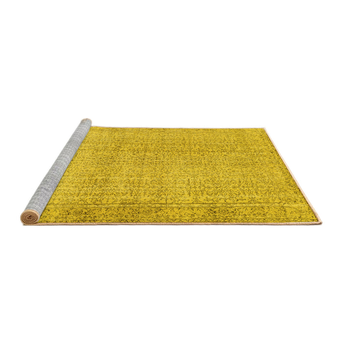 Sideview of Machine Washable Abstract Yellow Contemporary Rug, wshcon483yw